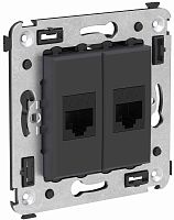 Розетка компьютерная без рамки DKC Avanti 2-м. RJ45+RJ45 6е черный матовый картинка